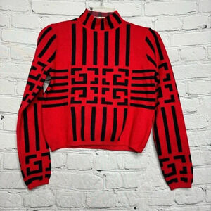 Vinizbena Women’s Red/Black Cropped Sweater size Medium
